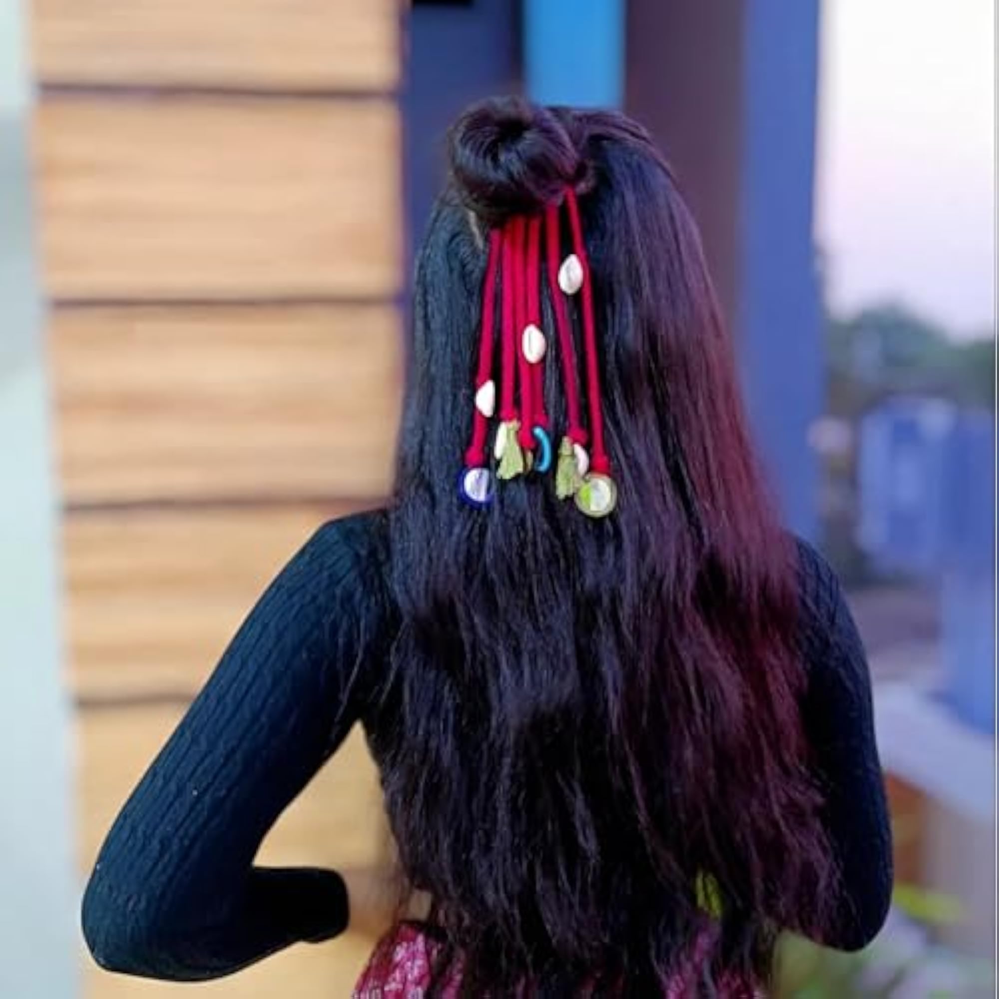 Handmade Boho Hair Tie with Braided Cotton Threads